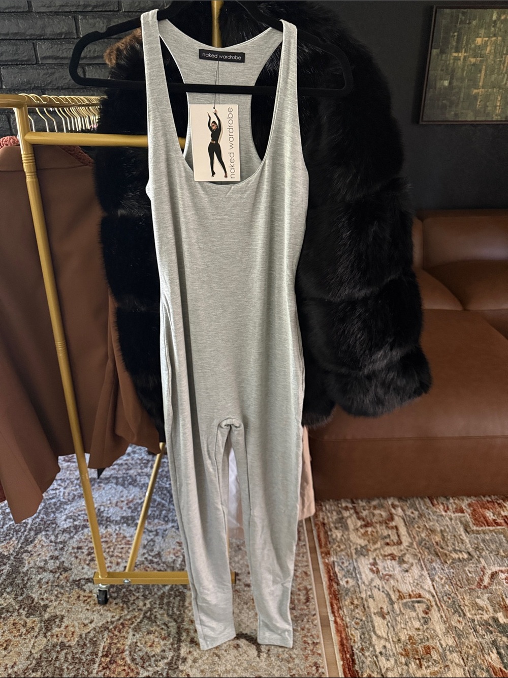 naked wardrobe Light Gray Tank Jumpsuit